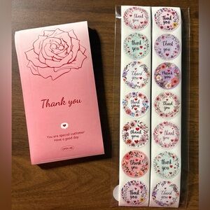 Pink Floral "Thank You" Card Set with Matching Stickers